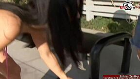 Two teenage girls engage in lesbian sex with a large dildo