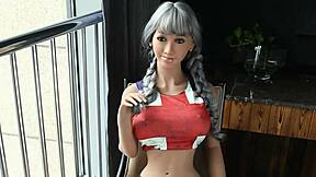 A male sex doll enjoys big breasts and deep throat from a milf