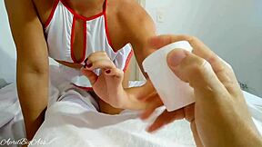 Doctor's extreme game leads to deep throat and cum swallowing by nurse