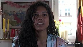 African American novice pleasures herself in the open air