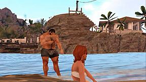 Hunky cam heyward meets lucky beach goer.