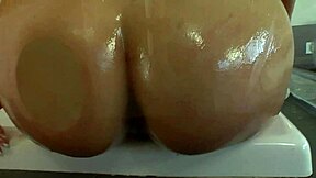 Gay men watch as busty Asian woman undresses and masturbates