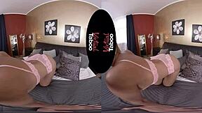 Big blonde babe gets her shaved pussy pounded in VR