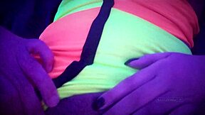 Aroused brunette with a large buttocks secretly visits to give an oral pleasure in the dimly lit space