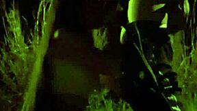 Young couple gets turned on by curious onlookers in public park