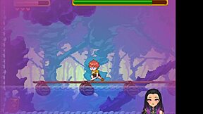 Cartoonish hentai game featuring a sexy succubus and her alien lover