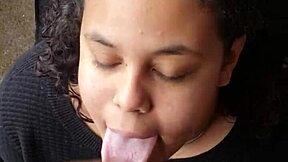 Friend's girlfriend gives him a blowjob in deserted house