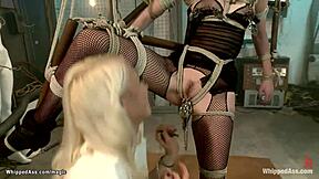 Lesbian BDSM: caning and ass fucking in erotic bondage videos