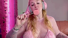 Sensual lollipop indulgence with big boobed beauty