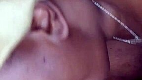 Black woman with big hairless tits gets cummed on in public