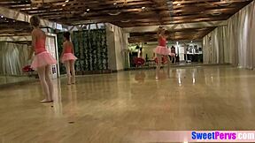 Young Latina lesbian ballerinas indulge in sensual finger play and cunilingus