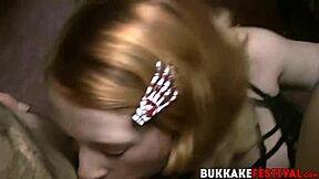 Blonde bombshell enjoys a kinky party with multiple men and massive black cocks
