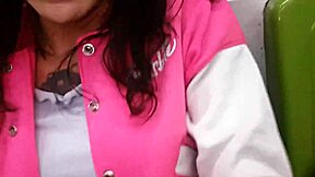 Hey, femboy showing panties in CDMX metro crush