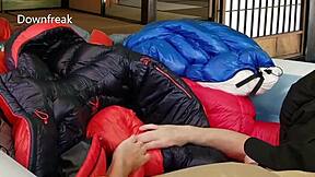 Pillow play and puffy fun: 20 down jackets in an inflatable pool
