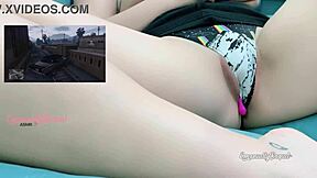 sexy gamer girl struggles with gta v while vibing hard and cumming on stream