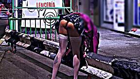 Daring tranny shows off in public