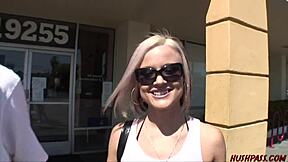 A slutty blonde sucks and fucks a random guy
