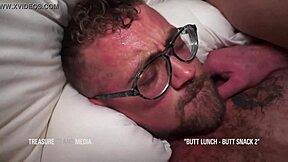 Jay Austin's hairy ass gets a tattoo licking and finger fucking