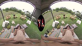 Lovely girl with nice boobs in VR