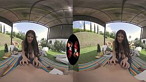 Lovely girl with nice boobs in VR