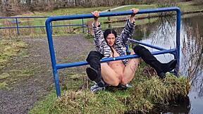 Daring amateurs bare all in public park setting