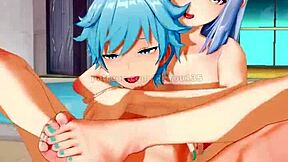 Hentai game with seductive step auntie featuring big tits