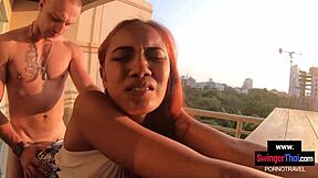 European and Asian couple gets naughty in Pattaya after a day out