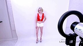 A seductive blonde receives intense penetration during a casting call