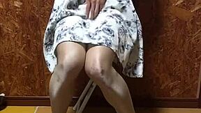 Crossdresser in pink lingerie masturbates