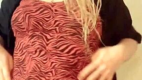 Sultry blonde celebrity's tantalizing crotchless dance performance