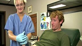 Stunning nurse with glasses pleasures her patient's manhood