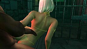 A dark-skinned anime princess enjoys a large black cock