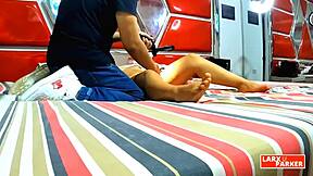 Young Venezuelan beauty gives herself a sensual massage leading to intimate fingering