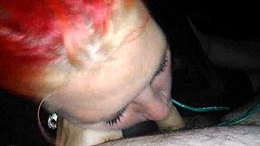 Redhead gives a sloppy blowjob in reality sex video