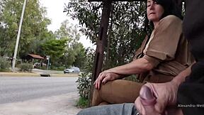 Man jerks off random guy's cock in public