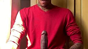 Bator's big dick jerking and smoking fetish with ebony partner