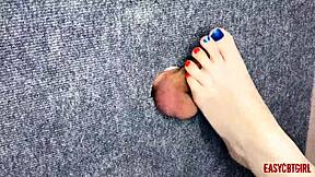 Intimate masturbation through a hidden passage with seductive feet featuring Annycandy
