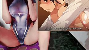 In this cartoon series, a girl's boyfriend with glasses is always sucking her cock.