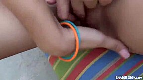 Tiny girl Bailey's sensual solo show of self-pleasure