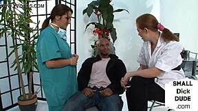 Petite dominatrix's BDSM group session with black submissive