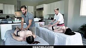 April Storm and Nickey Huntsman give a steamy massage and some hardcore action