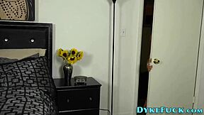 Busty brunettes get down and dirty in hot lesbian action