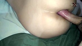 Craving stud attempts to penetrate gorgeous brunette schoolgirl's rear end until she consents and allows him to fill her up with cum in a point-of-view anal encounter.