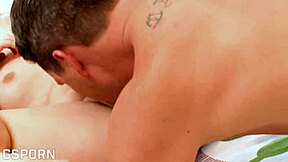 A stunning blonde's intimate area is penetrated by a firm shaft