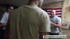 Amateur gay orgy in military barracks with lustful soldiers