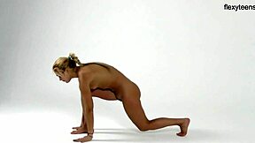 wow, this flexy blonde teen is showing off her moves!