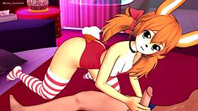 Halloween-themed anime girl in hijab swimsuit on bed