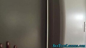 Authentic shower scene with sexy brunette lesbians