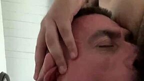 Gay blowjob with a twist: slow motion gagging