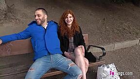 Redhead amateur Brad's girlfriend enjoys outdoor sex and gives a wild blowjob